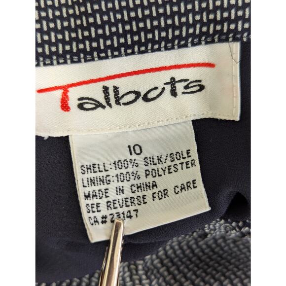 NWOT! TALBOTS! 100% SILK! NAVY, GRAY MICRO-WEAVE PATTERN LONG MIDI SKIRT! SZ 10 - Picture 4 of 7